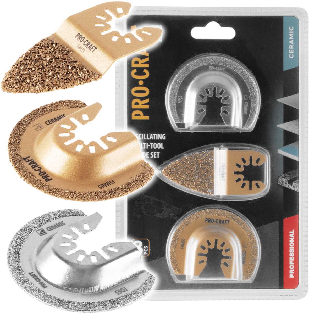 Procraft MB2-accessoireset, 3-delig, voor oscillerende multifunctionele gereedschappen