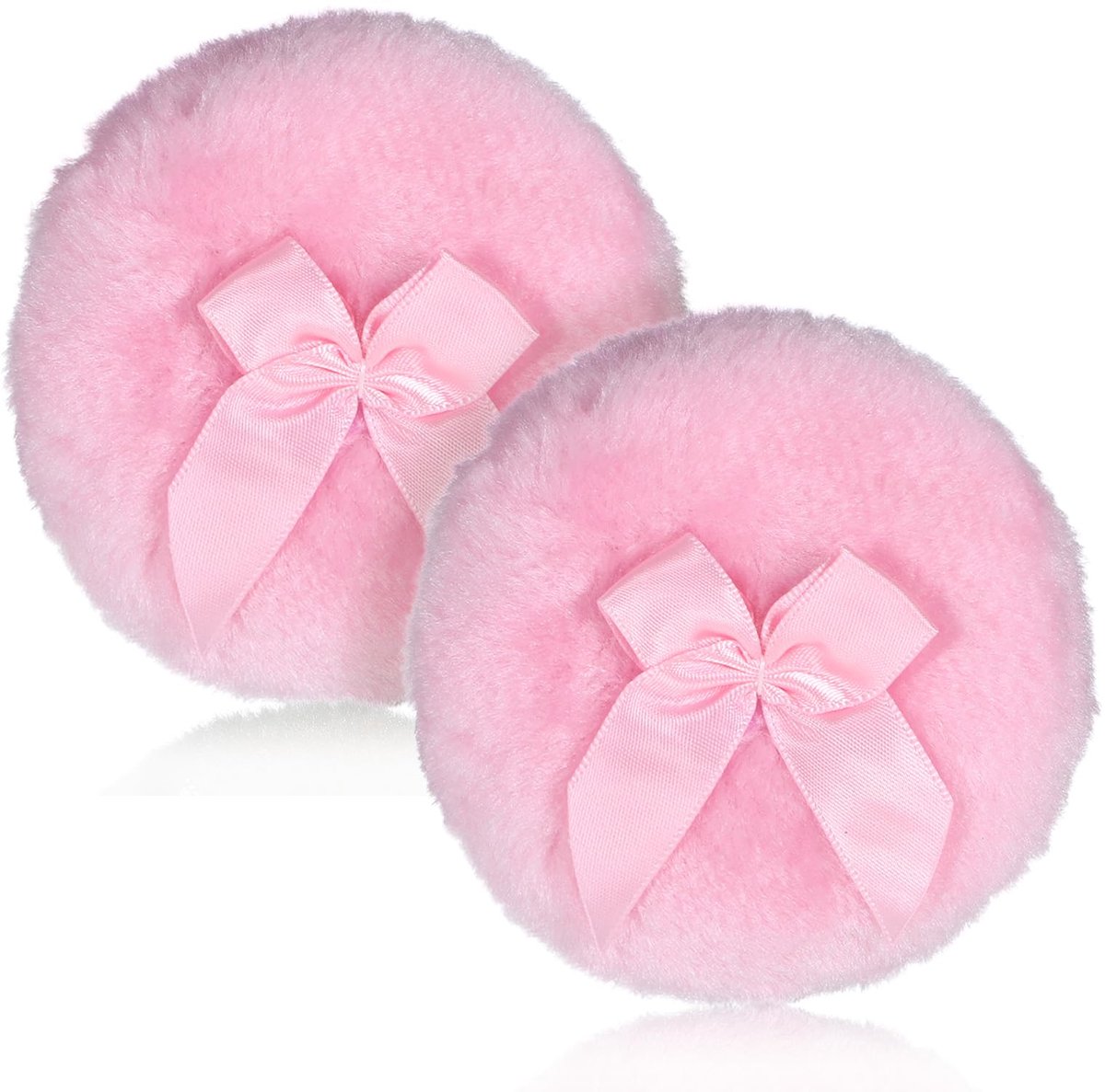 2 STUKS Poederdonsje, 8,6 cm zachte poederdonsjes groot pluizig poederdonsje, wasbaar herbruikbaar, grote pluizige donsjes voor vrouwen make-up gezicht lichaam (roze+roze)