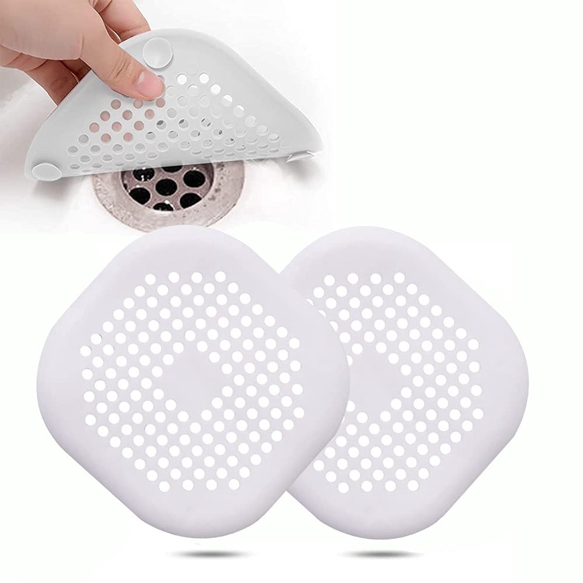 2 Stuks Afvoerbescherming, Afvoer Protector Filter, Afvoerzeef Siliconen, voor Badkamer, Keuken, Gootsteen (2 Wit)