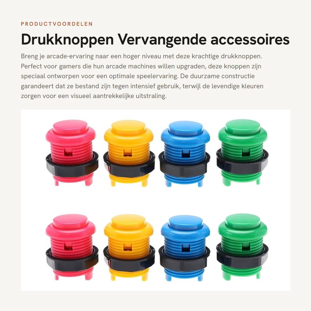 Dailygoods- Drukknop 8 Stuks - Krachtige Drukknop - Miniatuur Bladschakelaar - Hoogwaardig Kunststof - Meerdere Kleuren - 28mm Montage - Arcadeknop