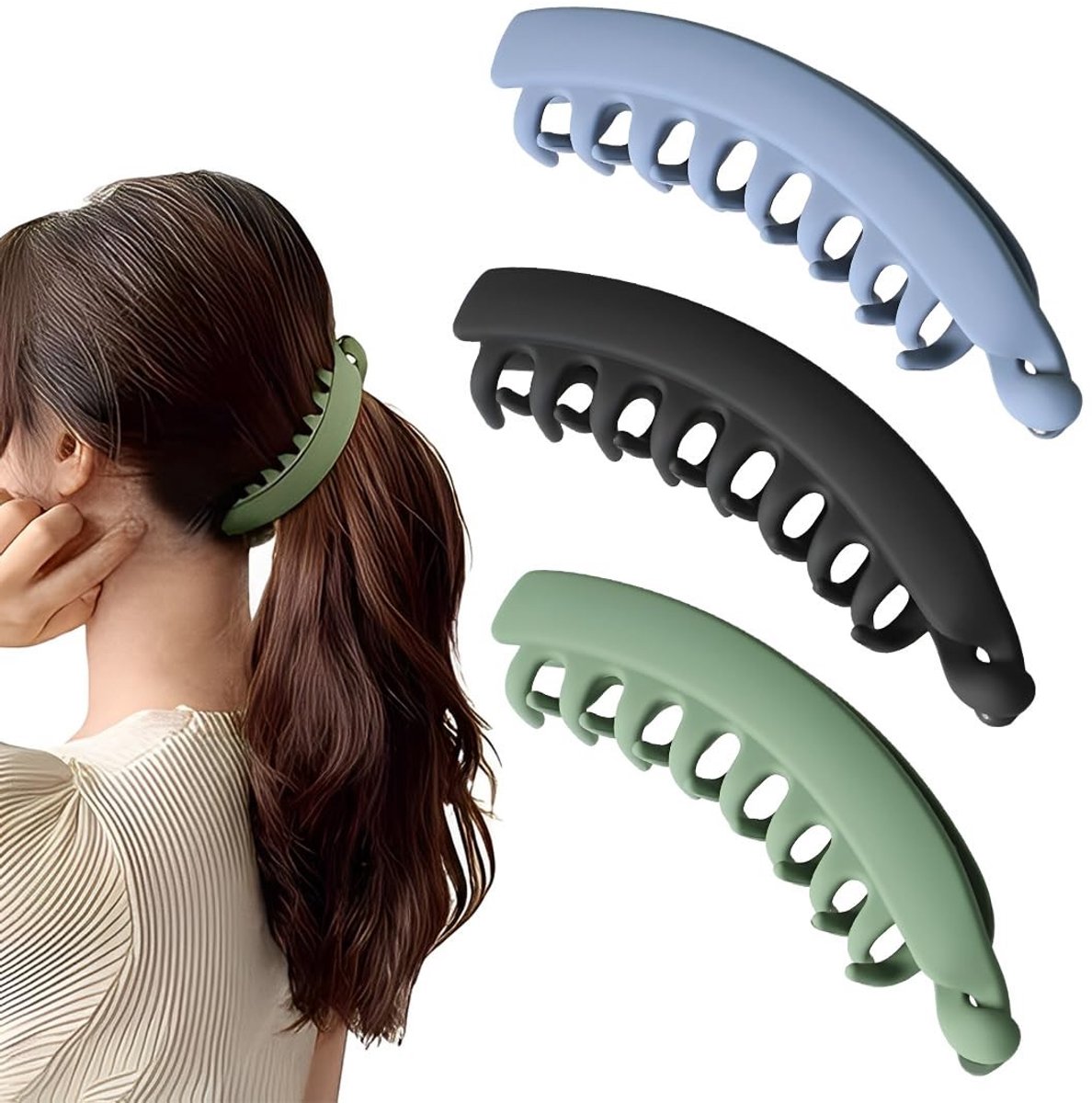 Dailygoods- Bananenhaarspelden 13 cm - Antislip Haarspelden - Grote Haarspelden - Elegant Design - Set van 3 - Duurzaam Materiaal