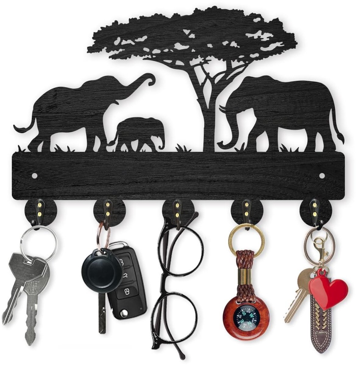 Dailygoods- Sleutelhouder Houten - Wandkapstok met 5 Haken - Decoratieve Sleutelhanger - Muurhanger - Huisdecoratie - DIY Stijlontwerp 30x20cm - Kapstok