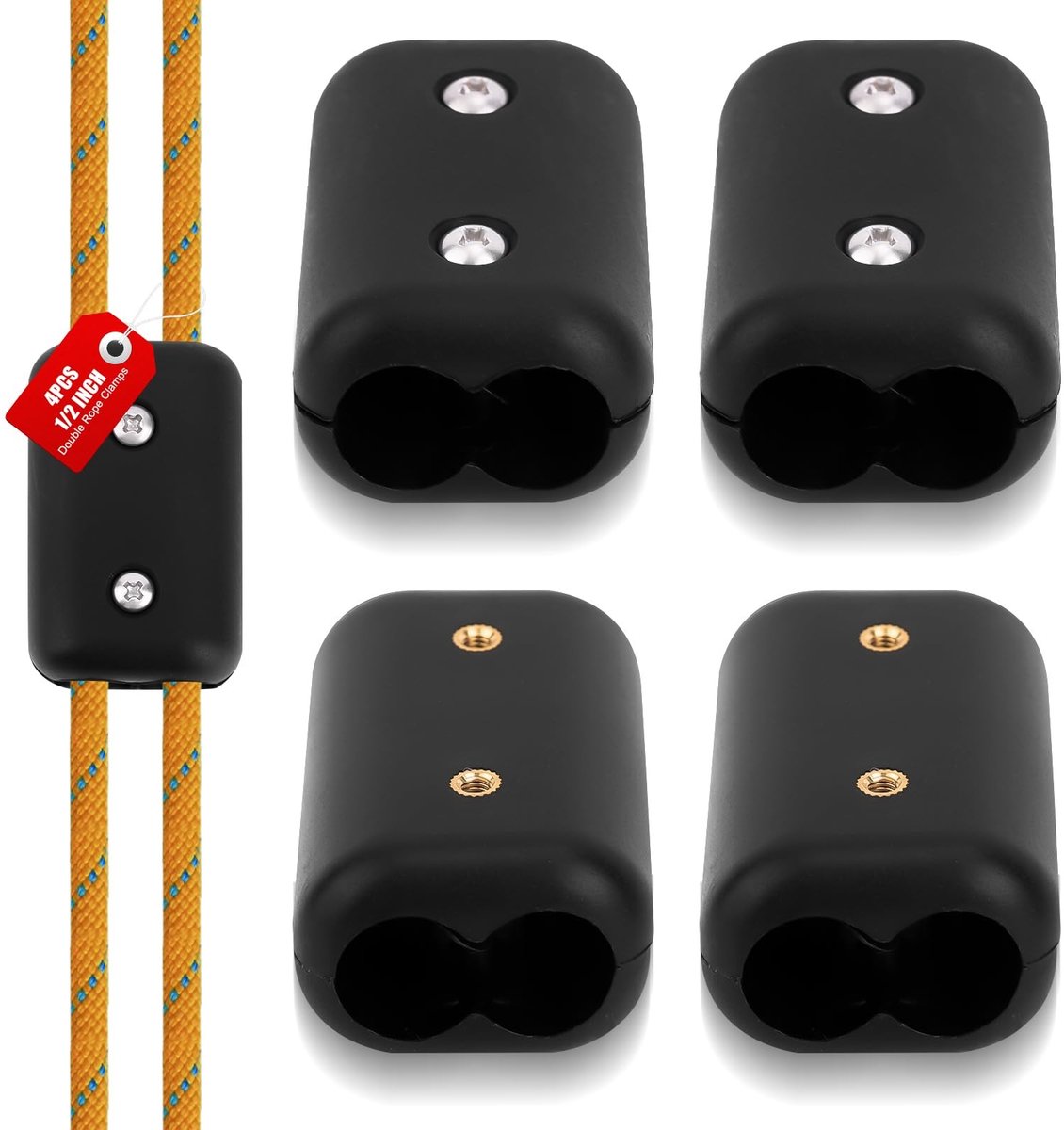 Dailygoods- Touwklem 4 Stuks - Plastic Touwklemmen - Herbruikbaar - Nylon - Geschikt voor 9-10mm Touw - Afmetingen 5x3.2cm - Touwconnector