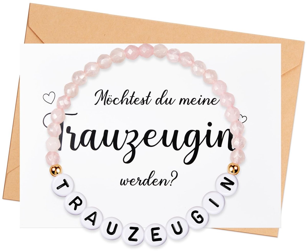 Dailygoods- Bruidsmeisjesarmband Cadeau - Bruidsmeisje - Sieraden - Stretcharmband - Kaart met Envelop - Kraftpapier
