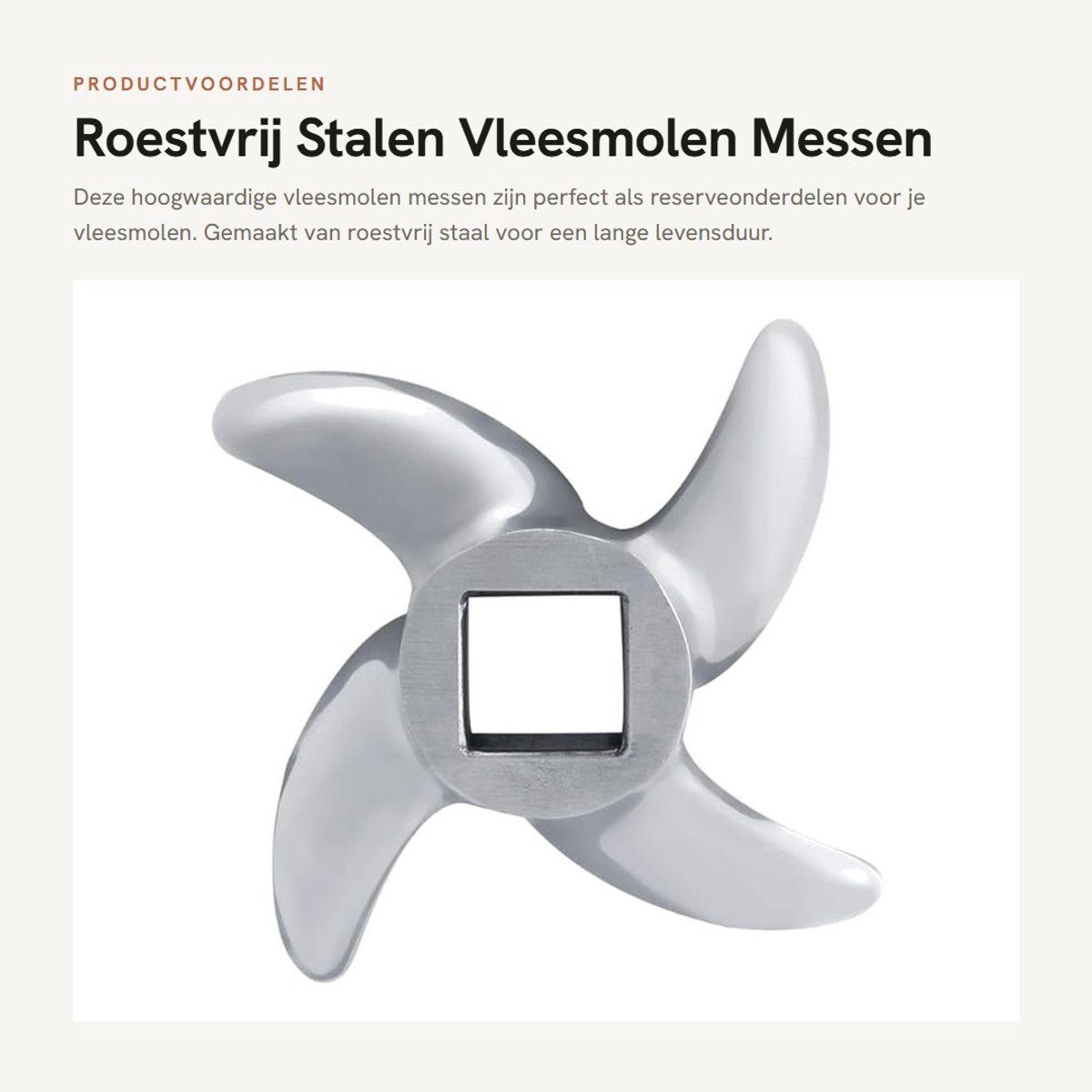 Dailygoods- Vleesmolen Messen Roestvrij Staal - Reserveonderdelen - Kruismolen Lemmet - Vervangingsonderdeel - Geschikt voor Vleesmolen - Diameter 61 mm