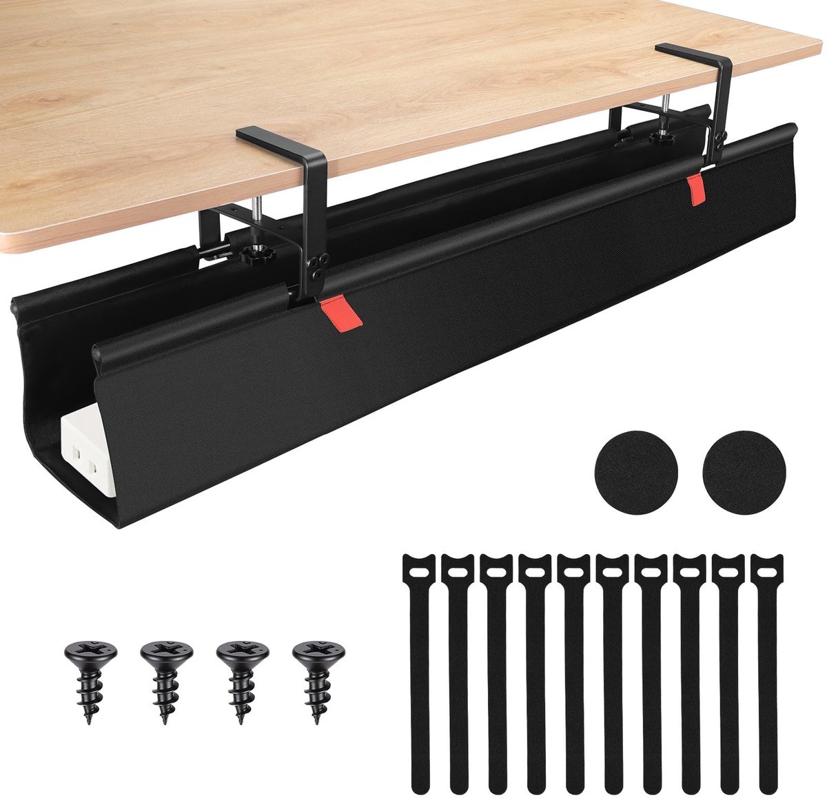 Dailygoods- Kabelgoot 90 cm - Kabelmanagementsysteem - Duurzaam 600D Oxford-weefsel - Waterafstotend - Voor bureau - Flexibel kabelbeheer - Kabelhouder