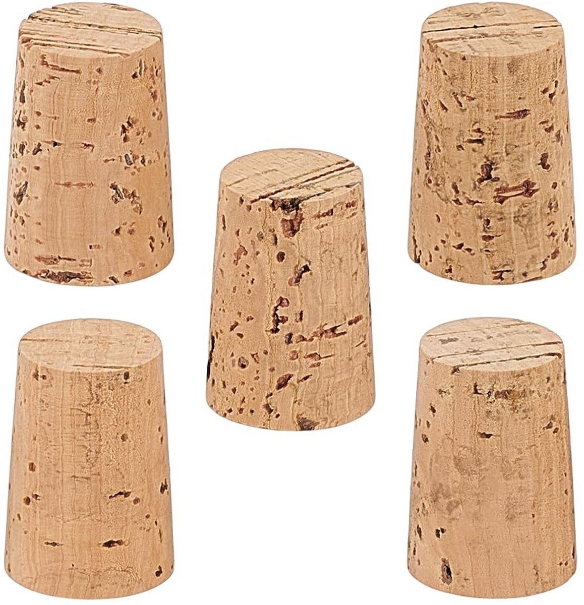 Dailygoods- Kurkstop 5 Stuks - Eikenhouten Taps Toelopende Dop - 21/25 mm Diameter - 35 mm Lengte - Slijtvast en Natuurlijke Afwerking - Ideaal voor Wijnflessen - Flessendop