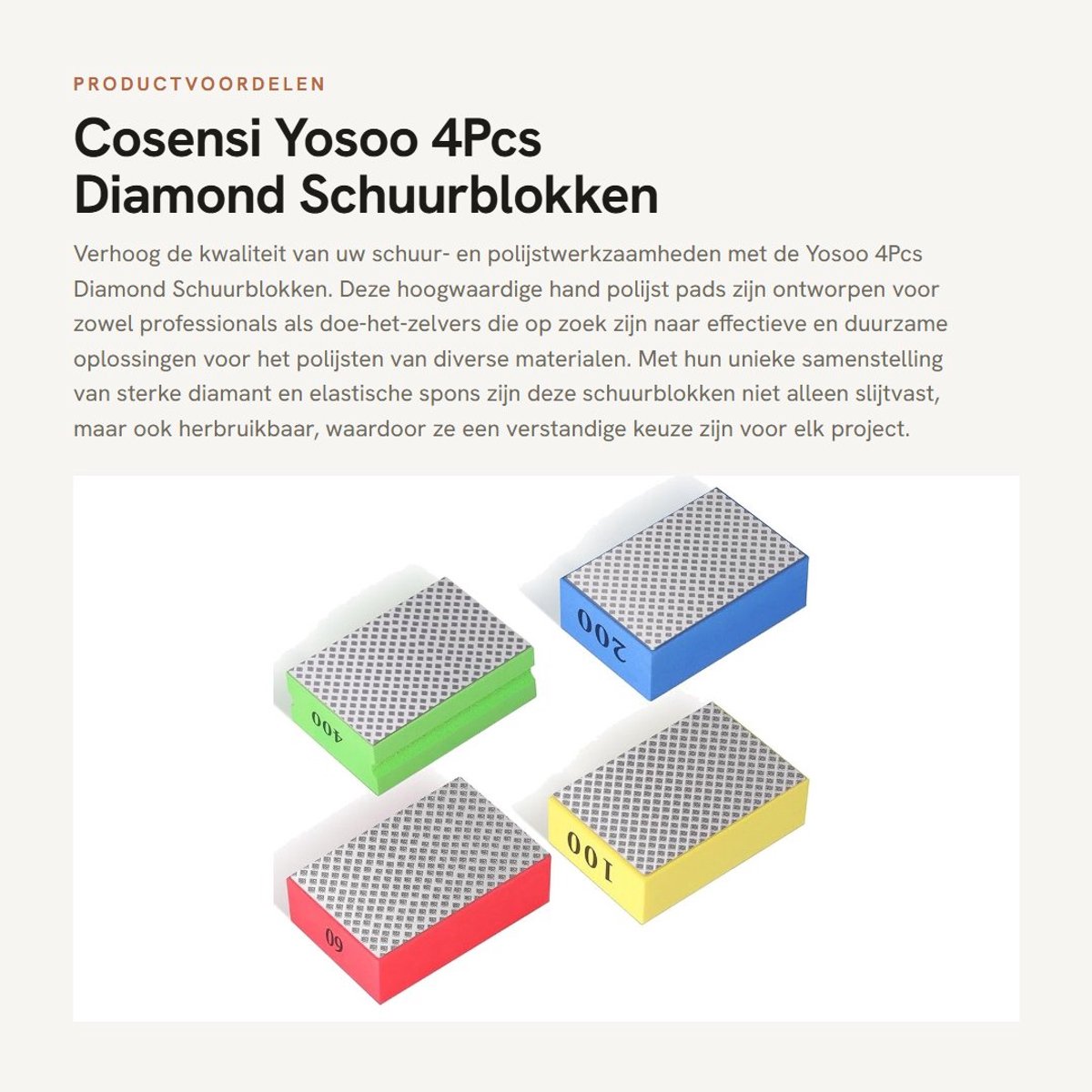 Dailygoods- Schuurblokken 4 Stuks - Diamant Polijstpads - Slijpen/Gruwen - Voorsteen/Ceramiek - Gebruiksvriendelijke Ontwerp - Slijtvast