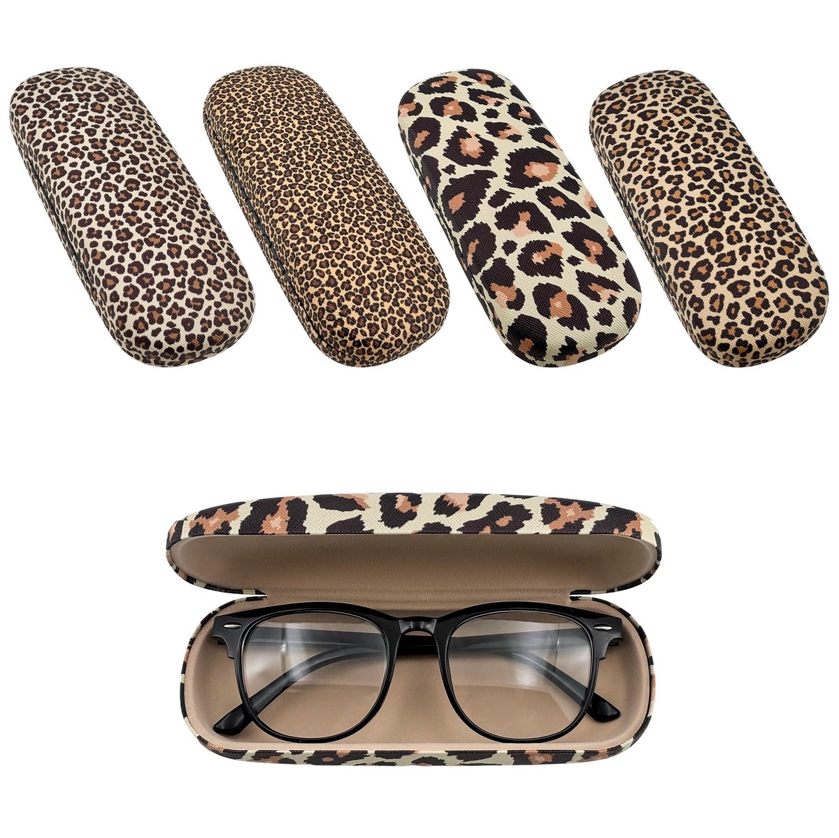 Dailygoods- Brillenkoker Groot - Harde Case - Brillenkoker Dames - Brillenkoker Meerkleurig - Brillenhoes - Duurzaam Velours Binnenmateriaal - Brillenetui