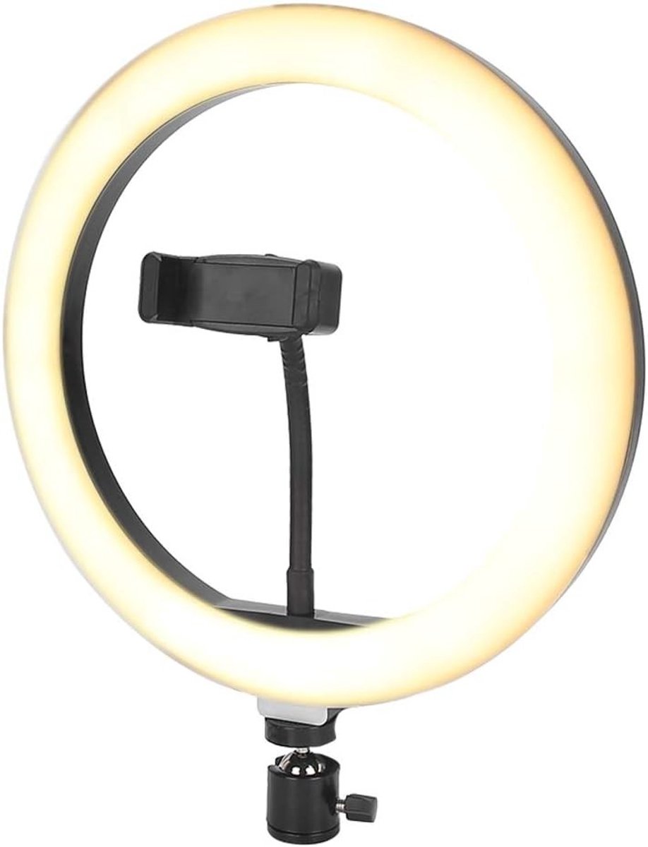 Professioneel 10 Inch Ringlicht met 9 Instelbare Helderheden en 3 Kleuren voor Livestreams, Make-up en YouTube Video's met Telefoonhouder
