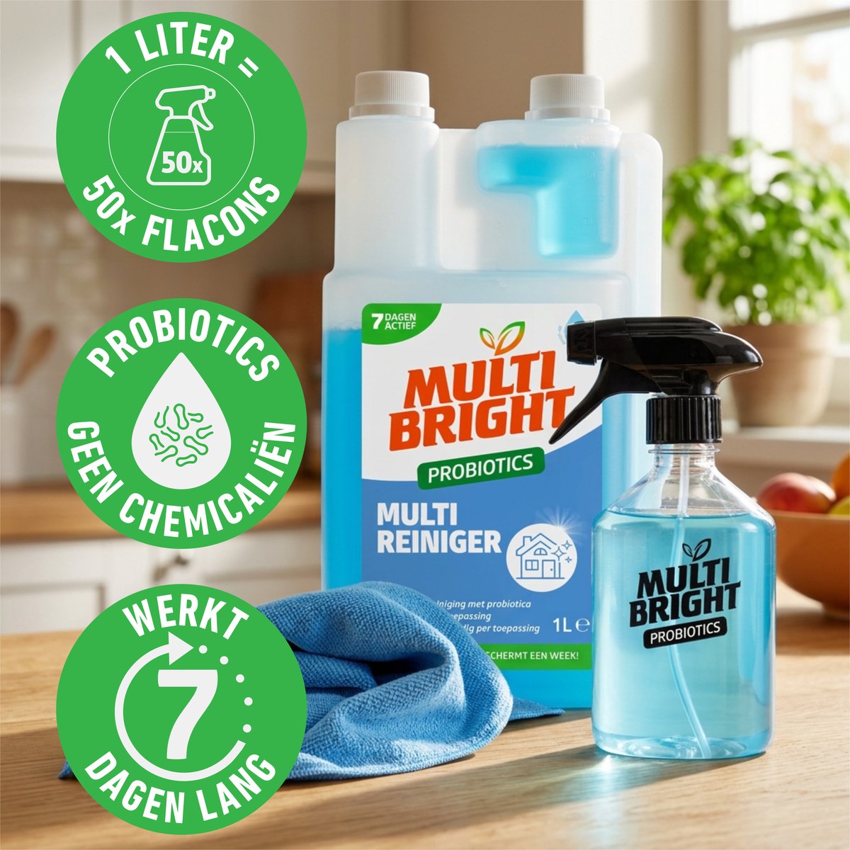 Multibright probiotische Starter Probeerpakket – Multi Reiniger Set 3 - Starterset - 3 stuks