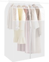 Matglazen 3D-kledingstofhoes - Ophangbare stofzak - Geschikt voor pakken en jassen - 50 cm × 30 cm × 90 cm - Wit