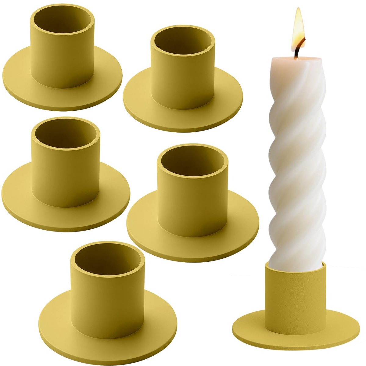 Kaarsenhouders van metaal, ronde structuur, kaarsenhouders, tafelkaarsenhouder, moderne kaarsenhouder voor tafeldecoratie, bruiloft, diner bij kaarslicht (goud)