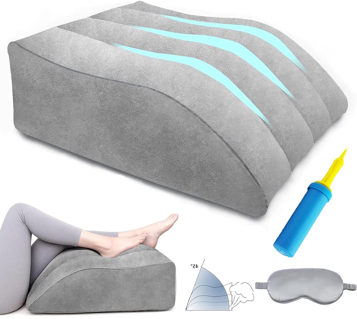 Kussen Wigkussen om op te slapen; Comfortabel beenkussen ter verbetering van de bloedsomloop, geschikt voor het verminderen van zwellingen het bevorderen van spierontspanning