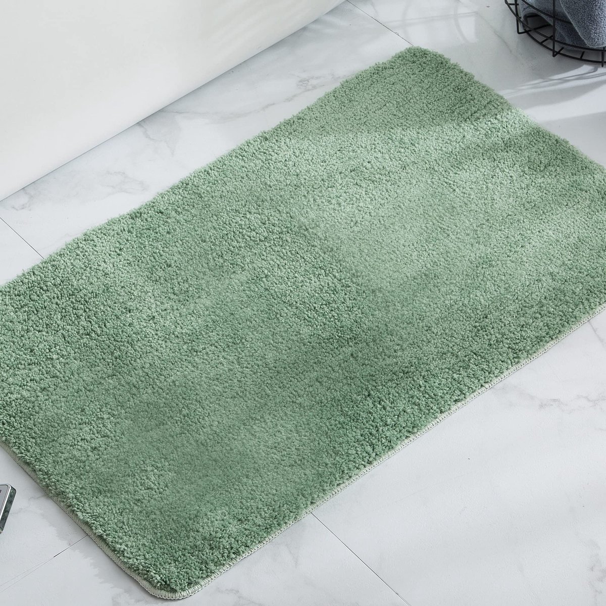 Badmat Antislip Badmat Badkamertapijt Badtapijt Machinewasbaar Pluizig Microvezel Douchemat Zachte Douchemat (Groen, 60 x 90 cm)