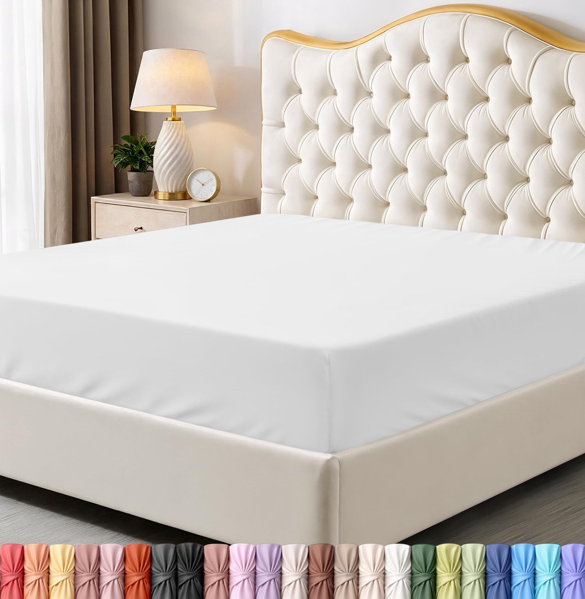 Onderlaken - Diepe zak - Zachte Microfiber -Krimp- en vervagingsbestendig, Gemakkelijk te onderhouden - Alleen 1 hoeslaken (Wit)
