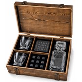 Cooking Life® Whiskey Karaf Set - Glazen Karaf 700 ml met 2 Whiskey Glazen - Whiskey Stones en Onderzetters