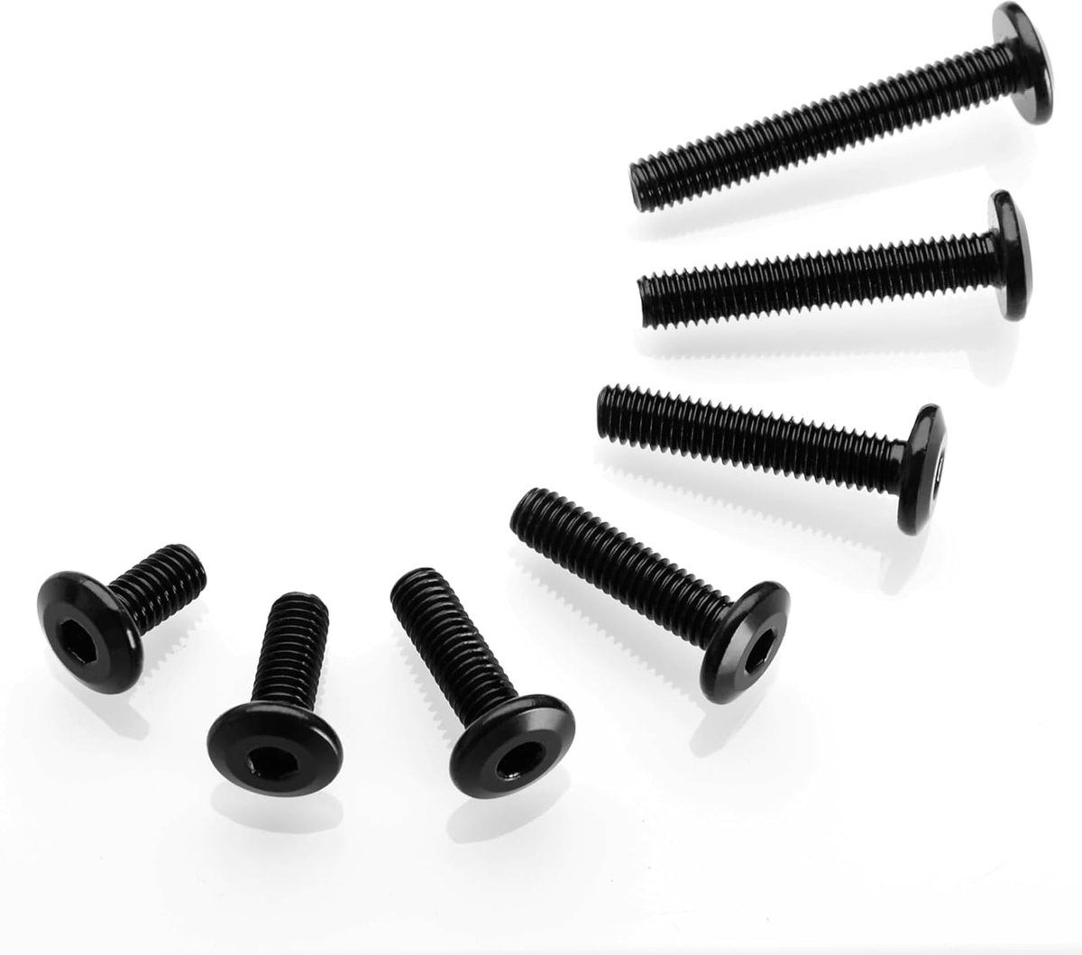 20 Stuks M6 x 16 Schroeven, Platte Kopschroeven, Binnenzeskant Schroeven, Roestvrij Staal A2 V2a, Volledige Schroefdraad Zwart Oxide