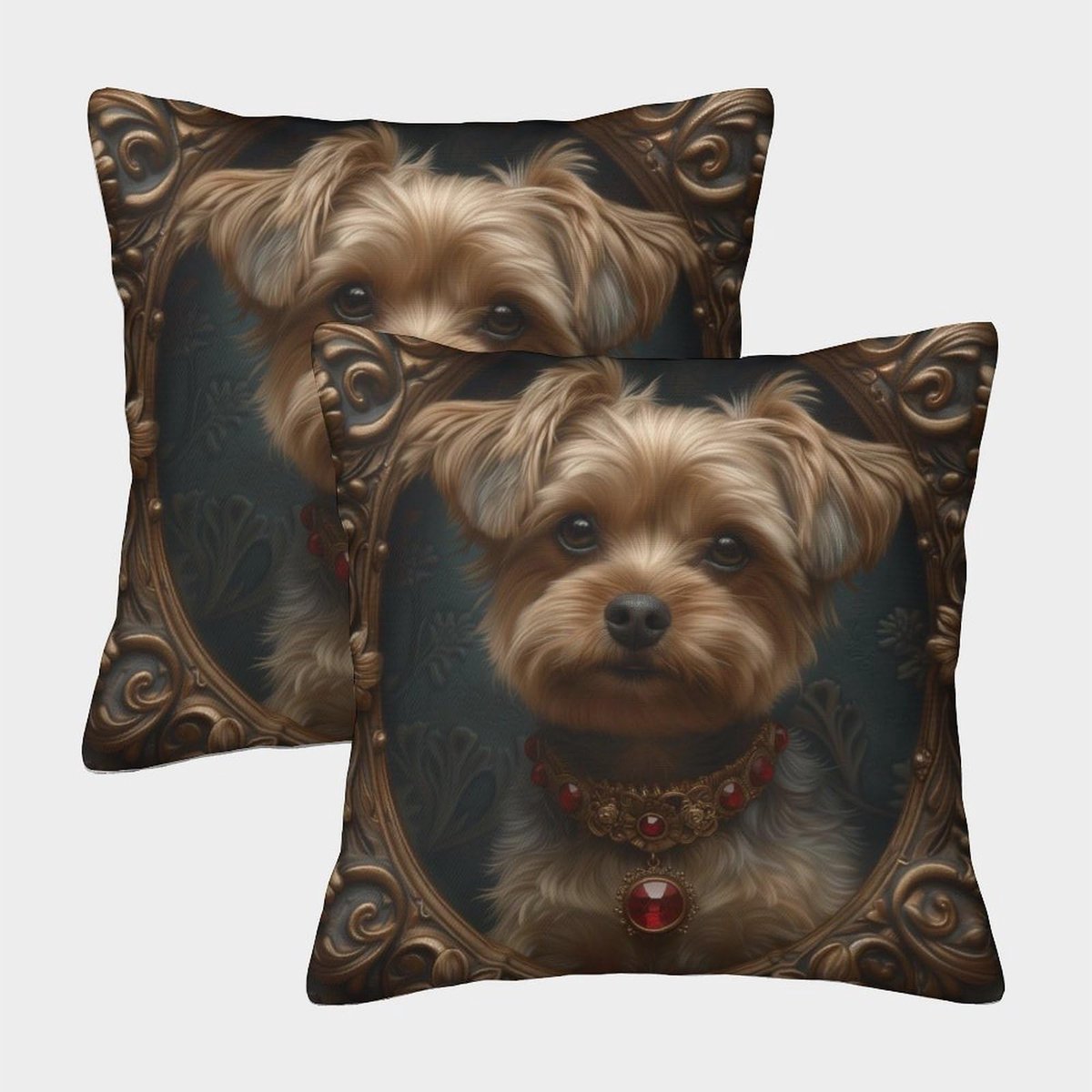 Kussenset met 2 vierkante kussens voor puppy's voor bank, decoratieve kussenslopen voor bank, woonkamer, stoel, bed, 40 x 40 cm