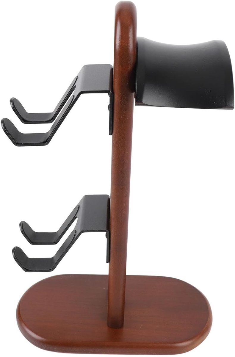 Houten Gamingcontrollerstandaard met Hoofdtelefoonhouder, Geschikt voor 3 Controllers en 1 Headset, Ideaal voor Gamepads en Desktop Accessoires
