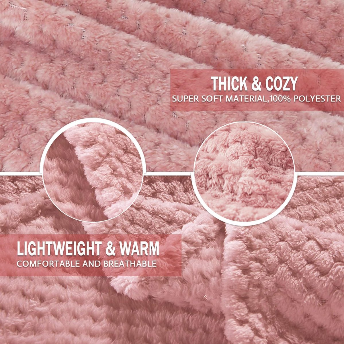 Mezcla Fleece Deken voor bed, super zacht en warm, alle seizoenen, gezellig, pluche, lichtgewicht, 130 x 170 cm, Roze
