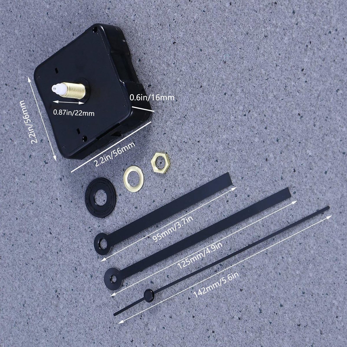 2 Stuks Uurwerk Geruisloze Klok Accessoires Voor DIY, Voor Wandklok, wandklok, vervanging voor uurwerk Totale Schachtlengte van 0,87 inch met Wijzersets (Zwart)