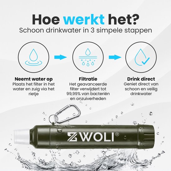 Zwoli® Waterfilter - 4000L - Waterzuiveringsapparaat - Noodpakket - Waterfiltersysteem - Groen — afbeelding 3