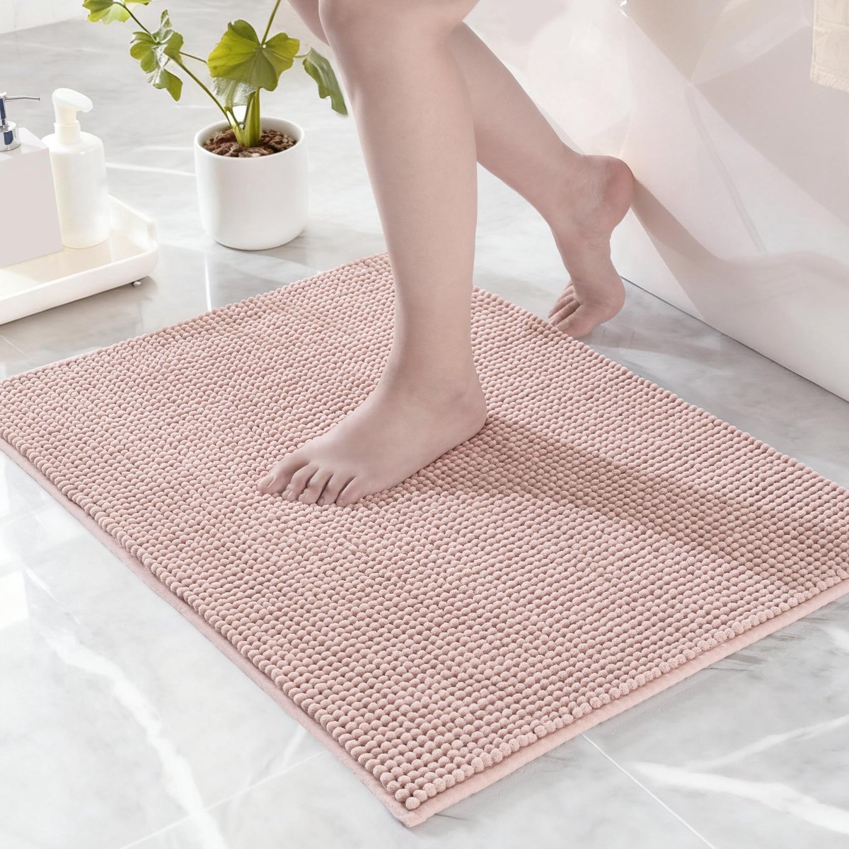 Mezcla Badkamermatten Mat 20x30, Extra Zachte Absorberende Chenille Badtapijten Mat, Sneldrogende, Machine Wasbare Badmatten voor Badkamervloer, Douche, Woondecoratie, Roze