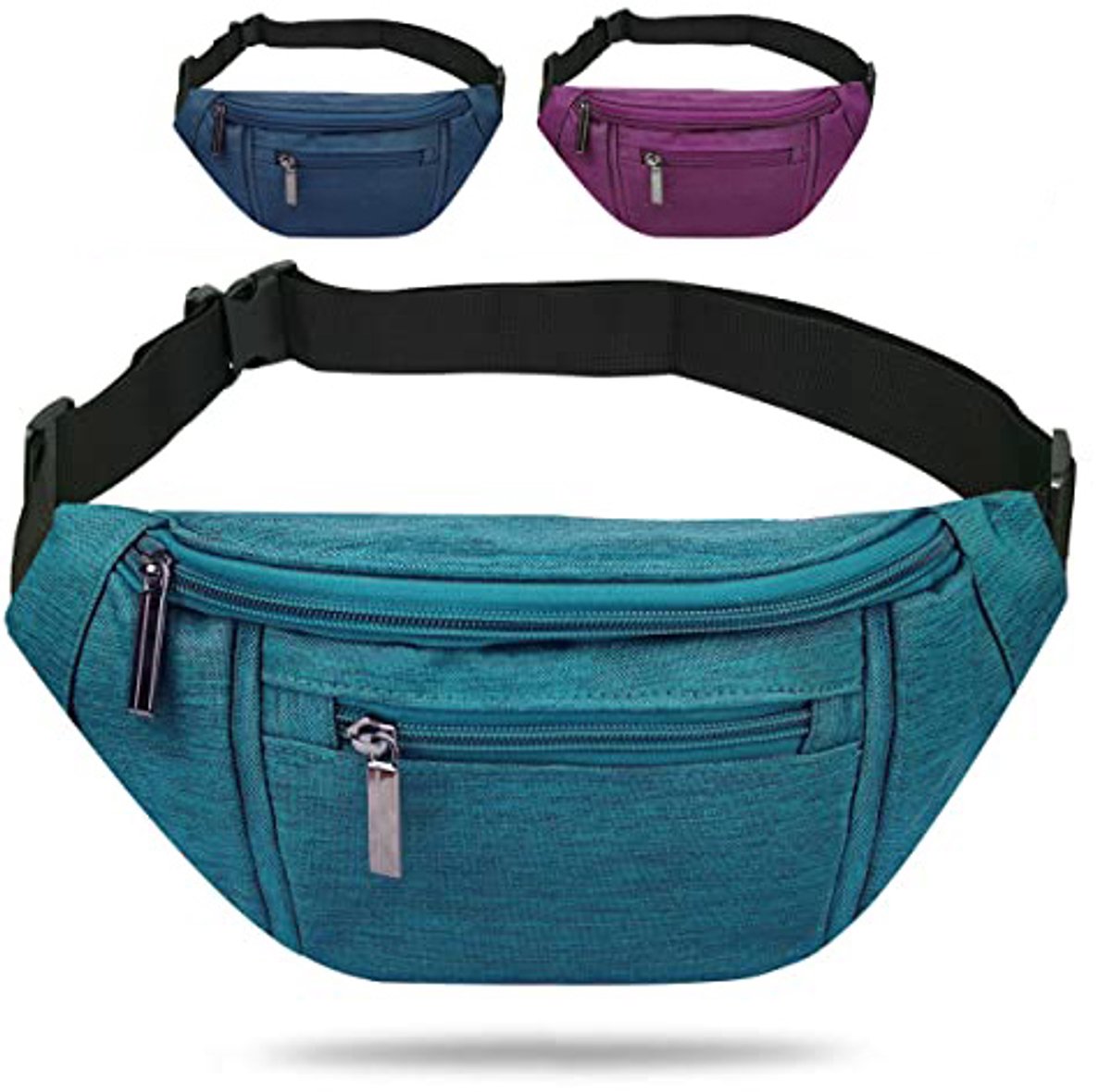 Heuptas Dames & Heren - heuptasje dames - Crossbody Tas - Waterafstotende Fanny Pack met 4 Ritsvakken - Verstelbare Schoudertas voor Reizen, Wandelen, Hardlopen & Fietsen - Groen