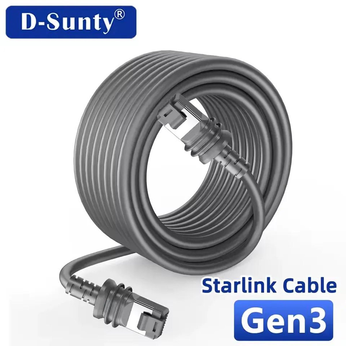 Internetkabel CAT6 30 m - Ethernet Netwerkkabel Geschikt voor Starlink Gen3 - Waterdicht - Grijs