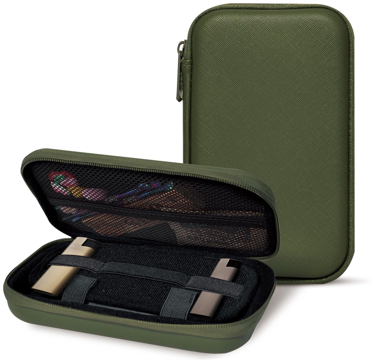 Opbergkoffer met 4 buizen, cadeauset Grinder Box Premium Stash Box, medicijnen, opbergdoos, past in de tas, ideaal voor op reis (20 x 11 x 3 cm), groen, Formatig, stevig, discreet