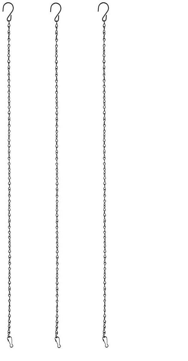 3PCS Hangende Ketting voor Planten met S-vormige Haak, Tuinplanthangers, Hangende Kettingen voor Vogelvoeders, Reclameborden, Schoolborden, Plantenbakken (zwart)