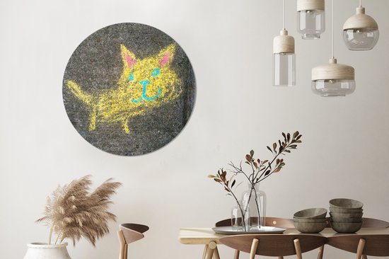 Street art d'un chat Wall Circle Aluminium ⌀ 90 cm - Tirage photo sur cercle mural / cercle vivant / cercle de jardin (décoration murale)