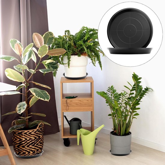 10 stuks ronde onderzetters voor bloempotten 12 cm kunststof plantenonderzetters plantenpot onderzetters potonderzetters planten zwart onderbord bloempot voor binnen- en buitenplanten — afbeelding 4