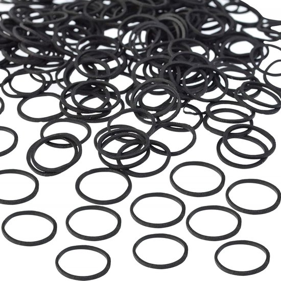 1000 stuks rubberen banden, huishoudelijke rubberen ringen, rekbare banden, elastieken voor haar, kantoor, huishouden, schoolbenodigdheden (zwart) — afbeelding 3