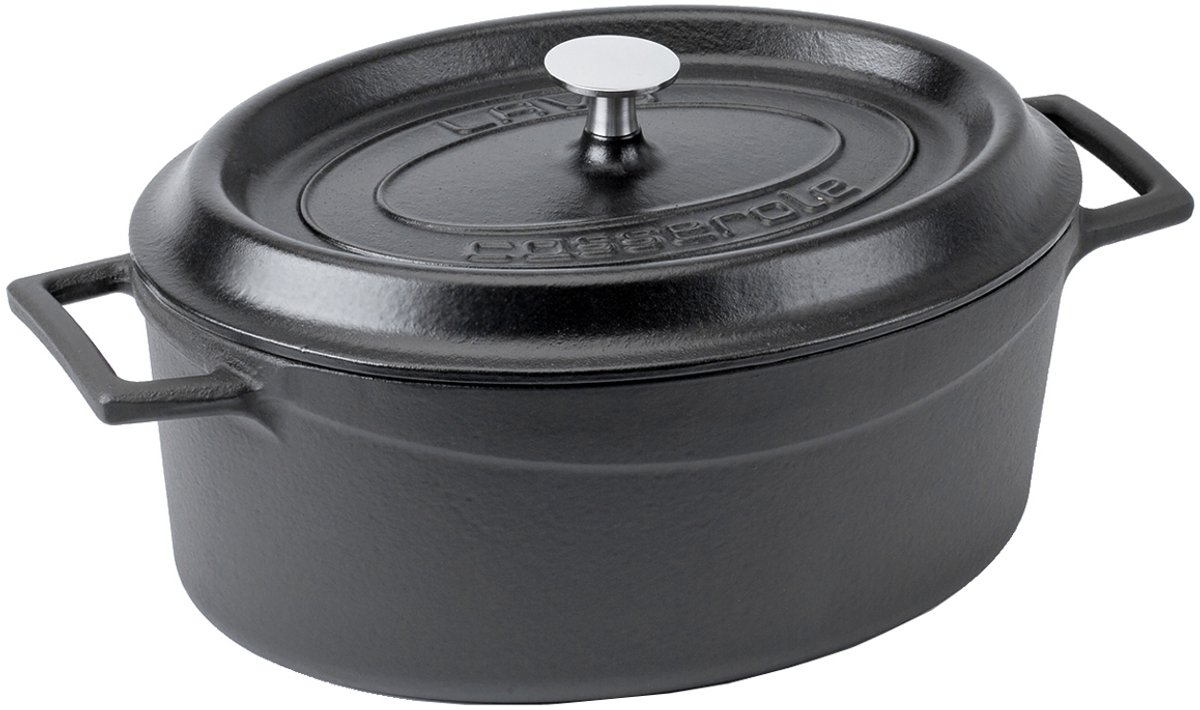LAVA Trendy Casserole ovaal - 3.91Ltr - Matt black/Black
