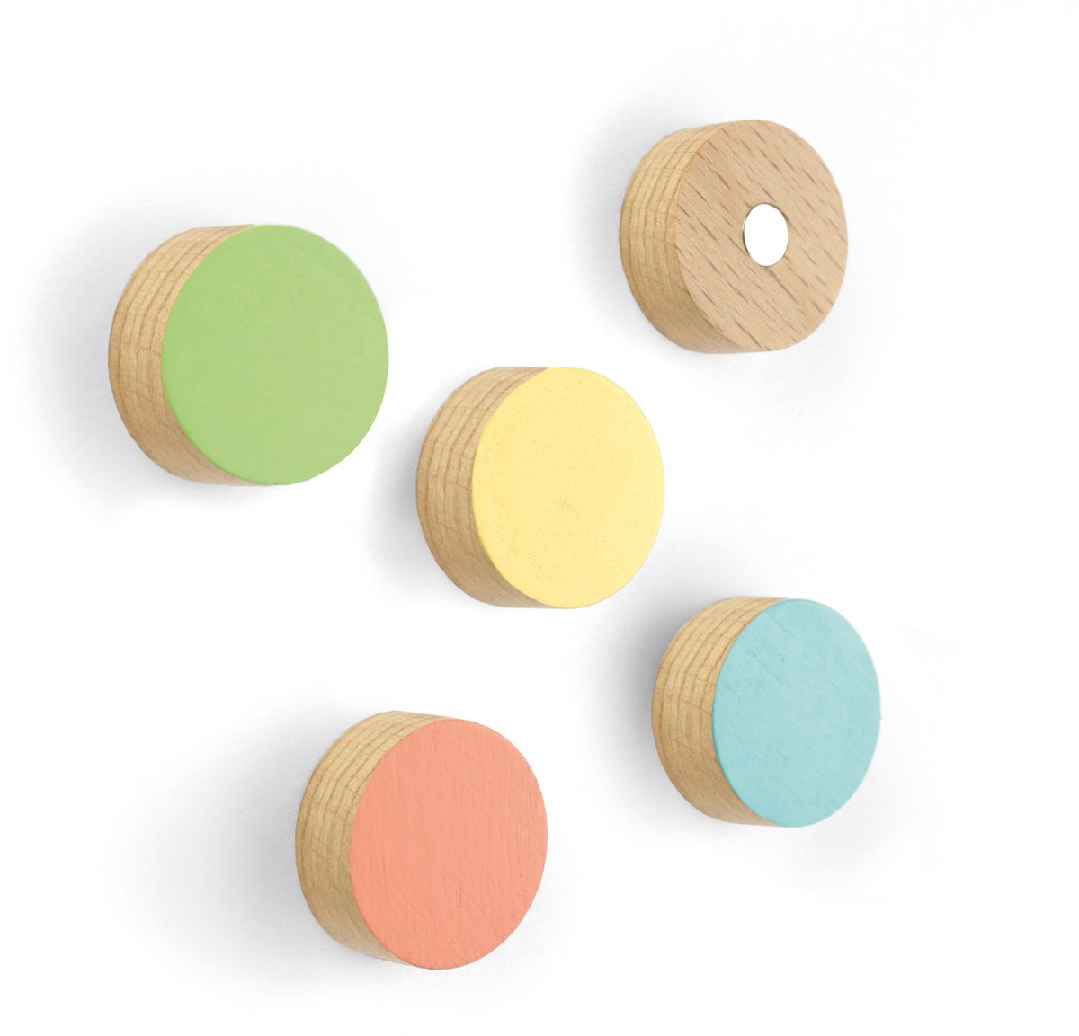 Magnet Timber Round - set of 5 assorted