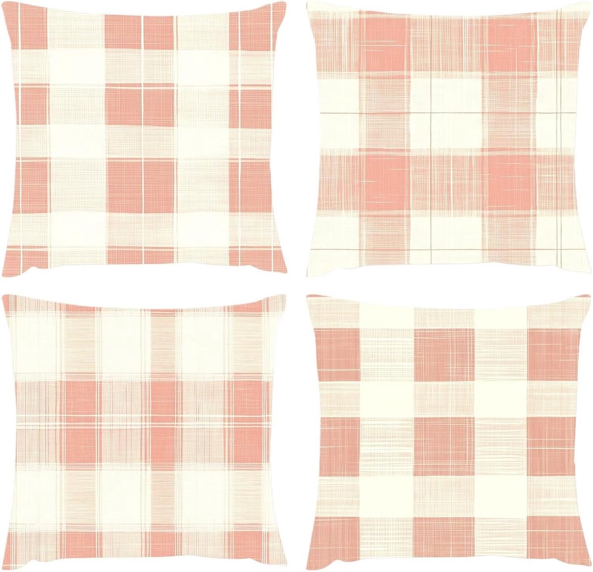 Kussenslopen voor buiten, 40 x 40, set van 4, roze, waterdichte linnen bankkussens, decoratieve kussenhoezen, sierkussens, sierkussens, sierkussens, sierkussens, tuin, woonkamer, balkon, bank