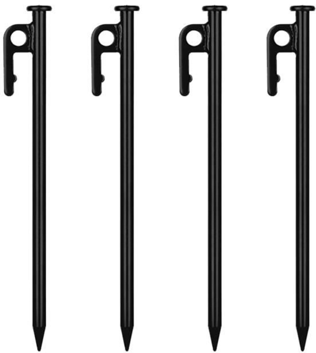 Stevige stalen tentpinnen - 4 stuks - 30 cm - Zwart