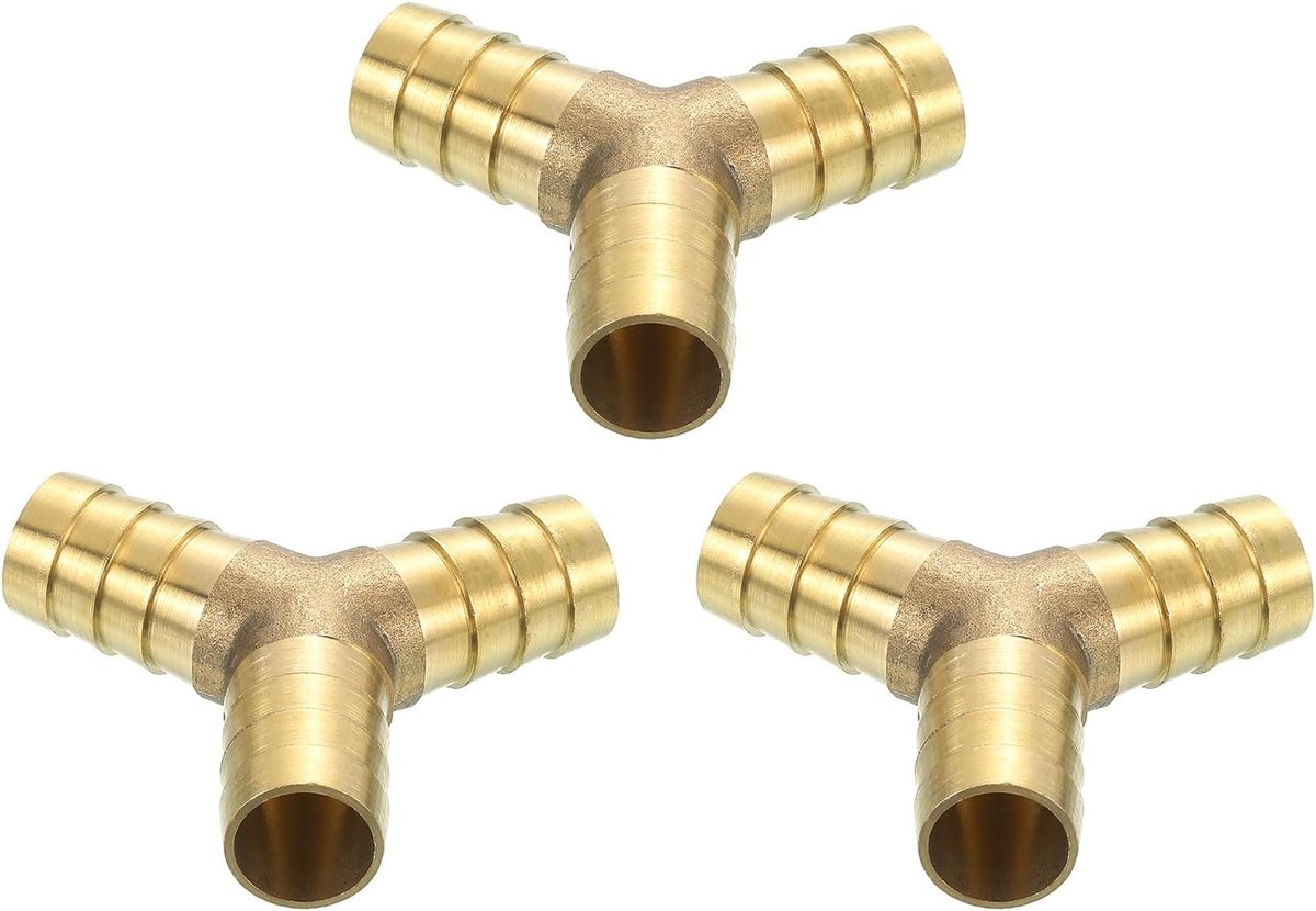 Slangverbinder, 14 mm, messing dubbele nippelkoppeling, 3 stuks slangverbinders, benzineslang, slangkoppelingen, tuinslang voor het verbinden van waterslangen