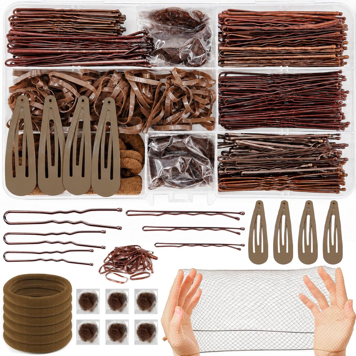 Haaraccessoires Set - 466-Delige Ballet Knot Maker Set met Schuifspeldjes, Elastiekjes, Haarnetjes en Opbergdoos voor Competities
