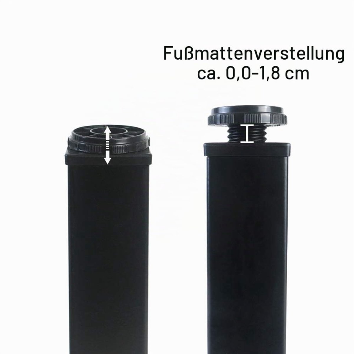Vierkante verstelbare metalen bureaupoten, 70 cm, voor bureautafel (69,8 cm, zwart)