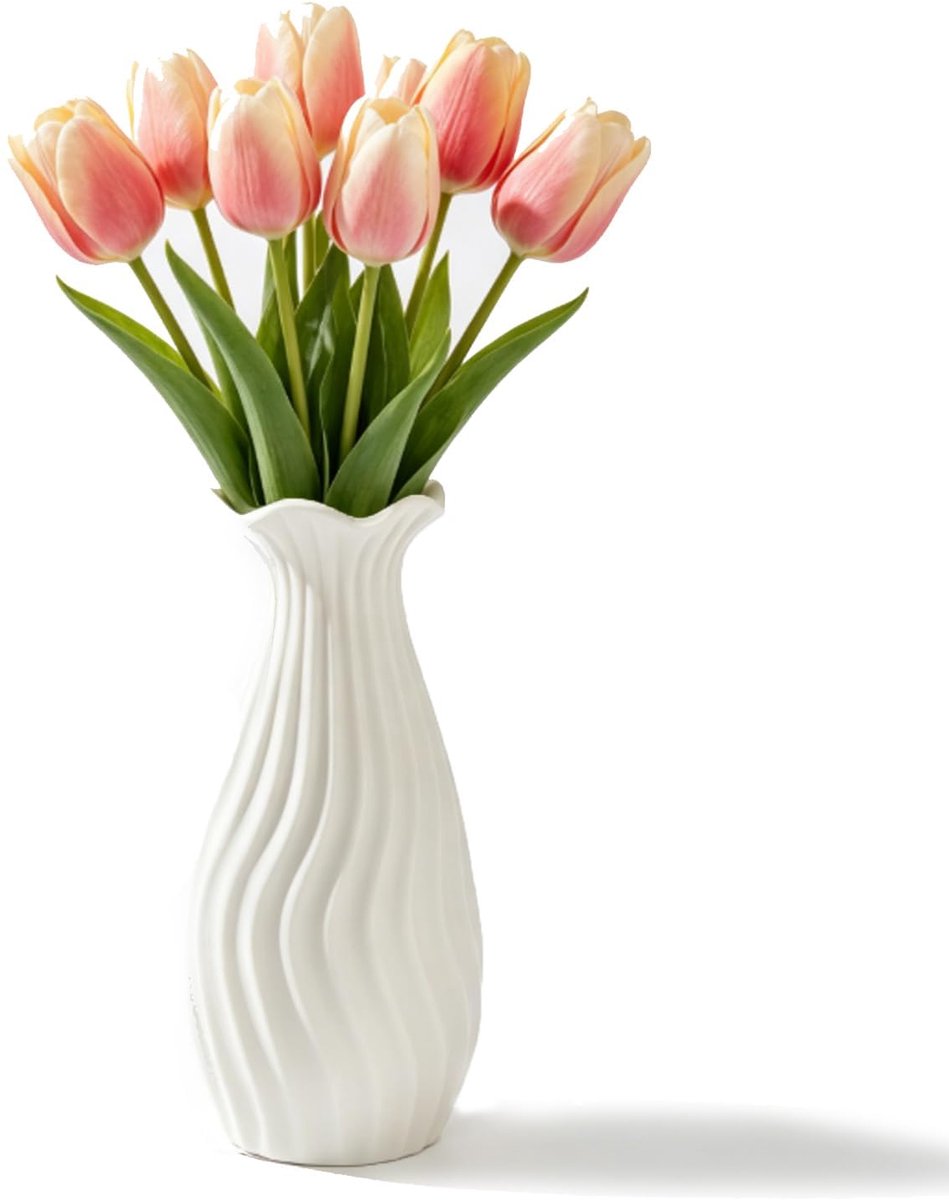 Vaas 18 cm - moderne bloemenvaas Scandinavische stijl, keramische decoratieve vaas voor pampasgras, gedroogde bloemen en tafeldecoratie, Scandinavische woonkamer en kantoor decoratie