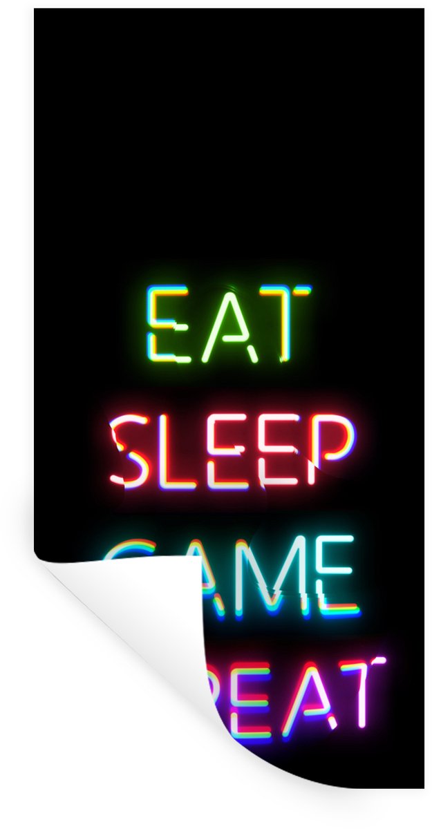 Muurstickers - Sticker Folie - Gaming - Led - Quote - Eat sleep game repeat - Gamen - 40x8