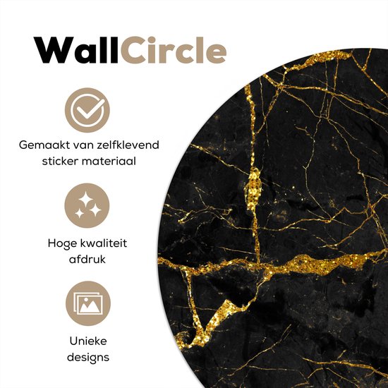Papier peint Cercle - Marbre - Zwart - Or - Glitter - ⌀ 120 cm XXL