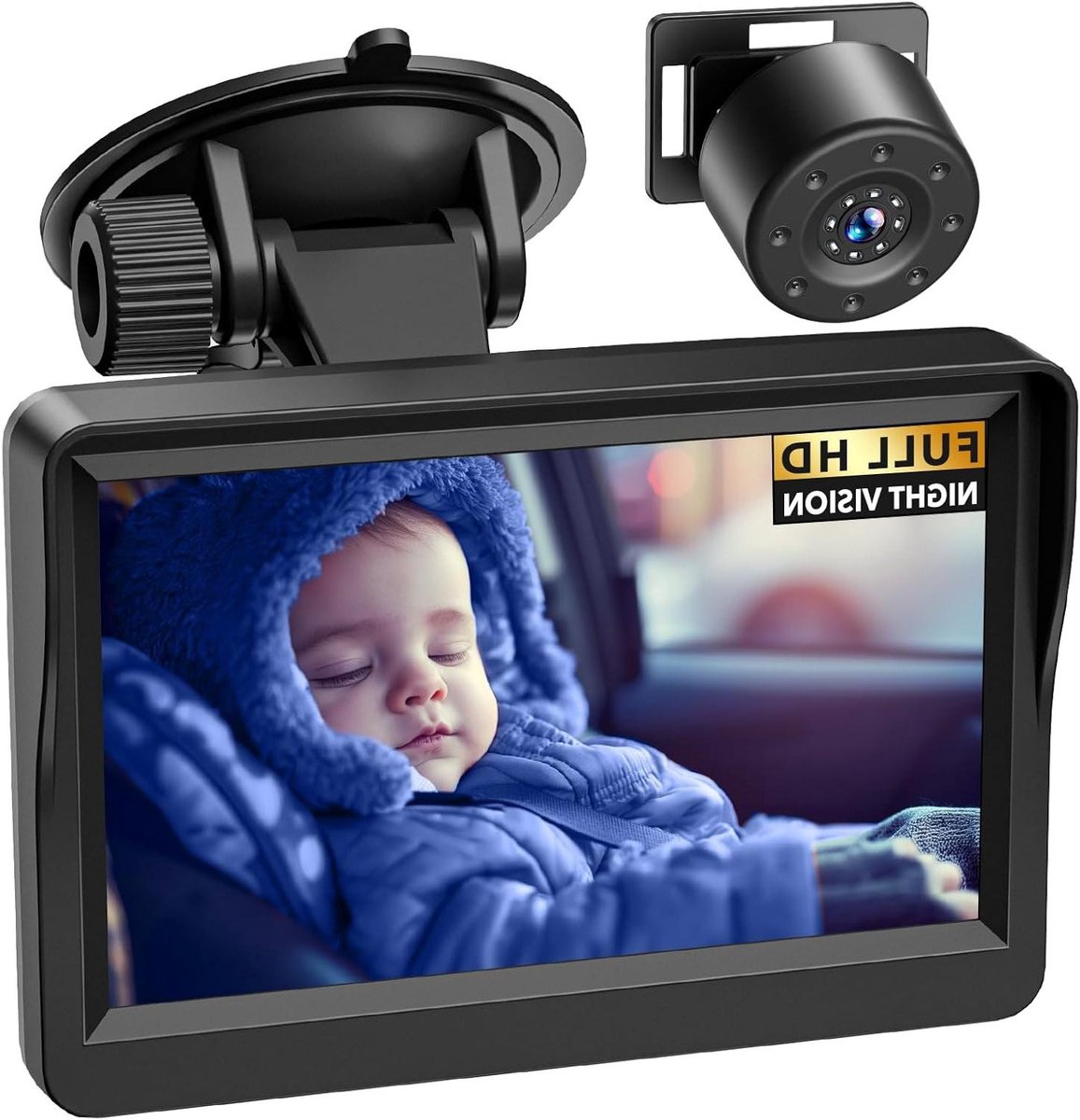 Baby Autocamera - Kind Monitor - Veilig Rijden - HD Nachtzicht - 43 inch Scherm - Zwart