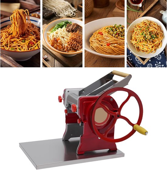 Handmatige Pastamachine - Pastamaker Rood - Verse Pasta Maken - Roestvrij Staal - 38 x 28 x 26 cm - Rood — afbeelding 4