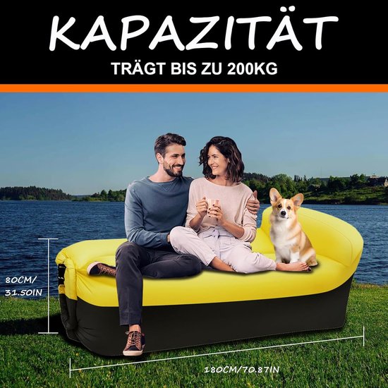 Thijox - Opblaasbare Bank Waterdichte Air Bank Ligstoel Camping Strand Park Grijs Draagbaar Air Bed Lazy Ligstoel voor Buitenactiviteiten van Thijox — afbeelding 2