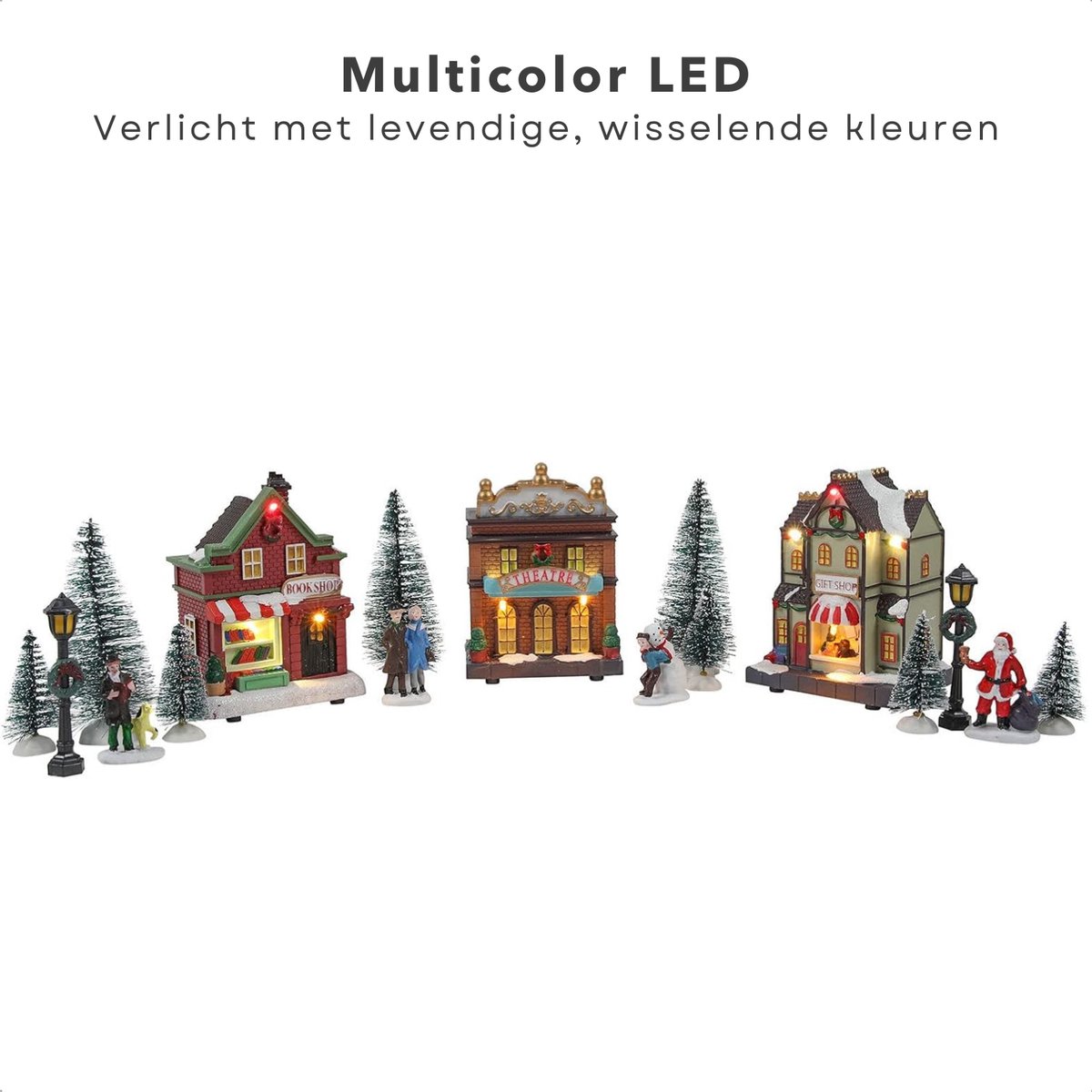 Cheqo® Verlichte Kersthuisjes - Kersttafereel - Kerstdorp - Kerstdecoratie - Miniatuur Winterdorp - LED Decoratie – foto 2