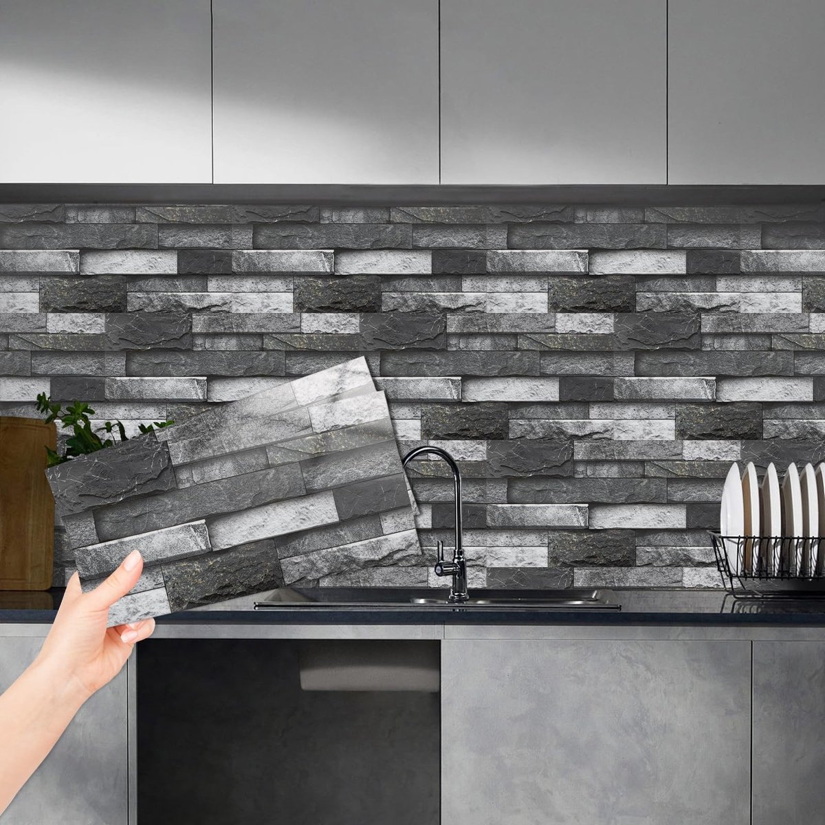 SolidKeus - Zelfklevende Tegelstickers voor Keuken en Badkamer, 15x30cm, 24 Stuks